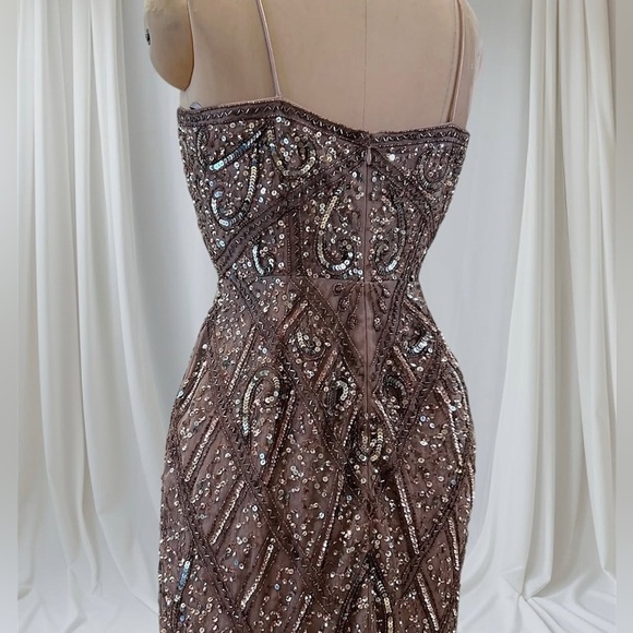 Gianni Bini Rose Gold Sequin Mermaid Gown – Formal / Wedding Guest NYE Party 6/8 - Picture 5 of 12